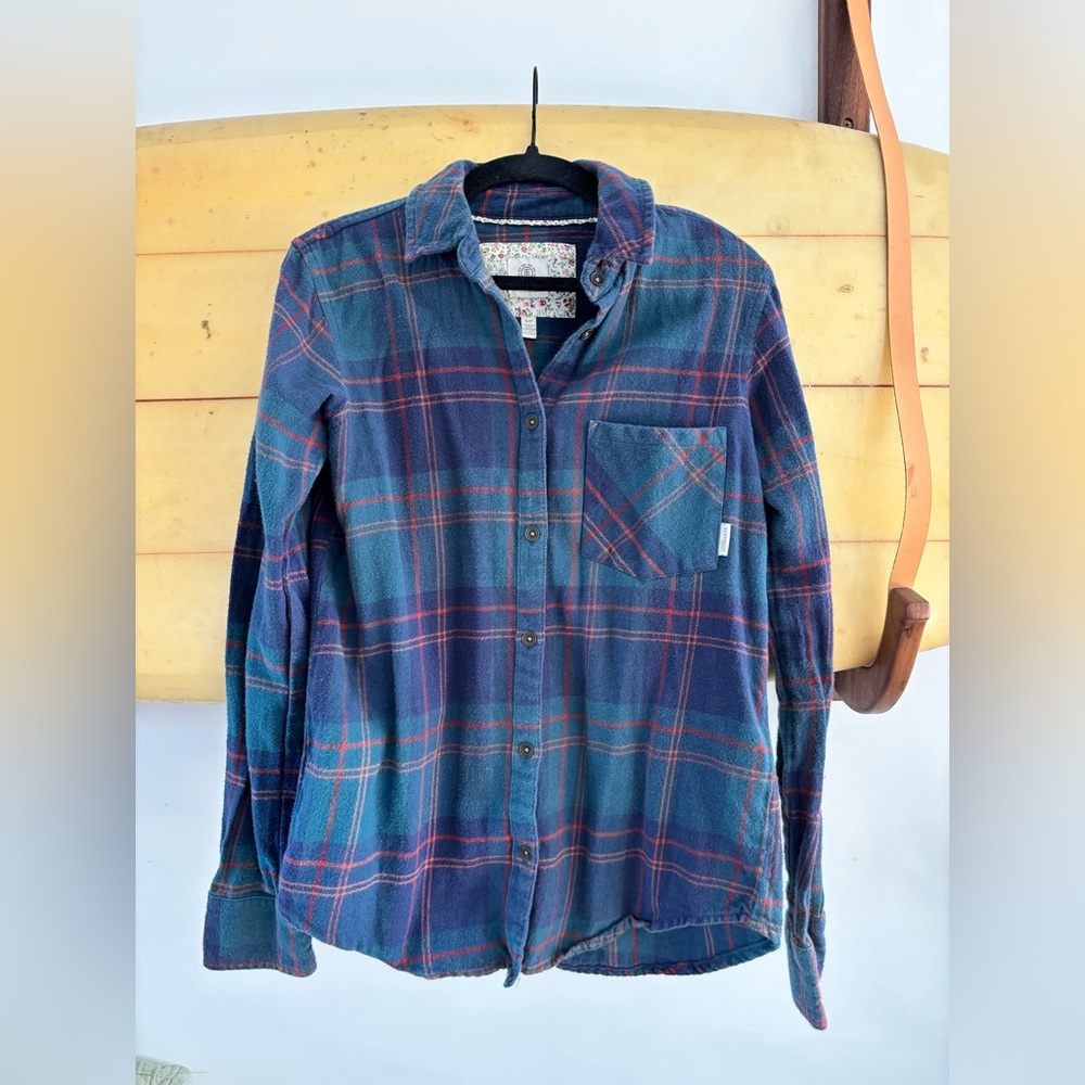 Element Eden cotton flannel green blue shirt size small